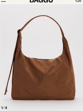 BAGGU Brown Nylon Shoulder Bag